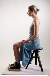 Woman White Slim Female Studio Poses